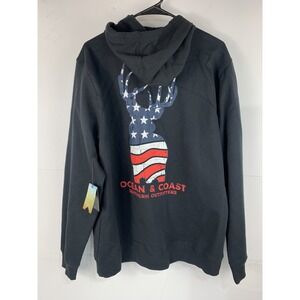 Ocean & Coast Southern Outfitters Mens Large Black Deer American‎ Flag Hoodie